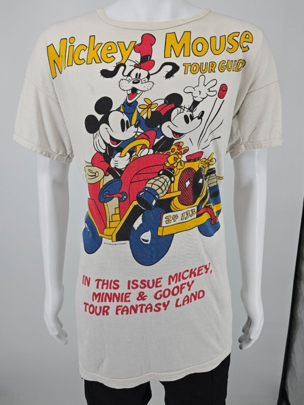 Vintage 1990s Disney Mickey Mouse Tour Guide Oversized Graphic T-Shirt (XL)